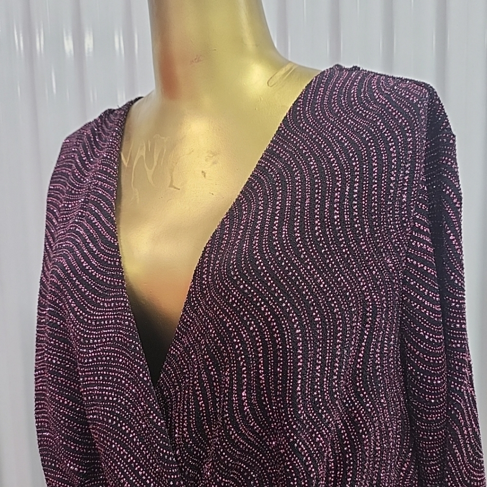 Dressbarn Fushia Pink glitter shimmer top shirt plus size 2x XMAS HOLIDAY blouse